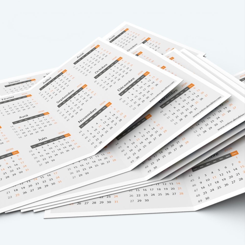 Calendrier de poche DOUBLE - Minimum de commande : 25 exemplaires