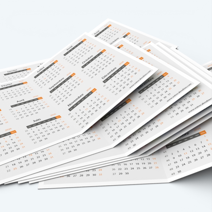 Calendrier de poche DOUBLE - Minimum de commande : 25 exemplaires