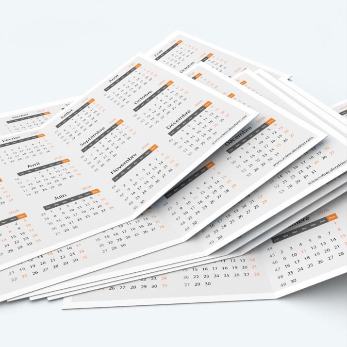 Calendrier de poche DOUBLE - Minimum de commande : 25 exemplaires