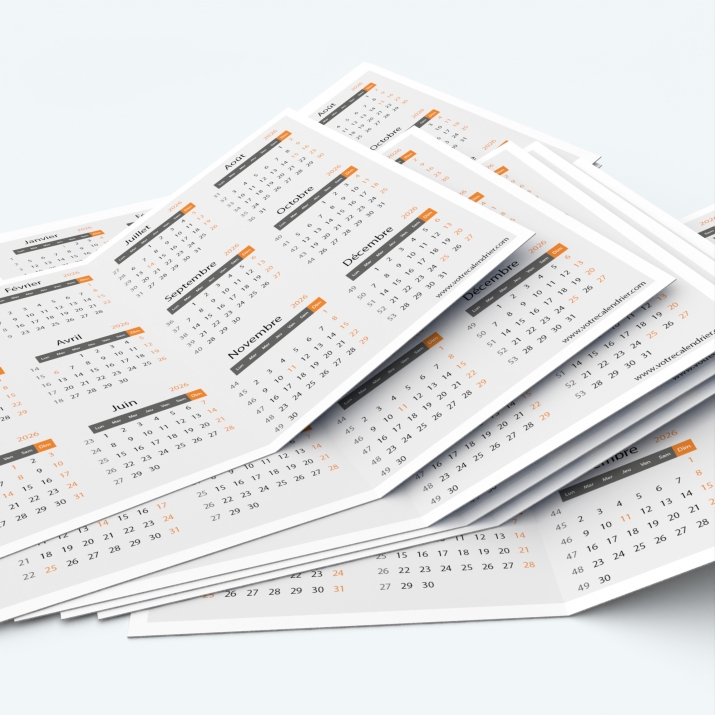 Calendrier de poche DOUBLE - Minimum de commande : 25 exemplaires