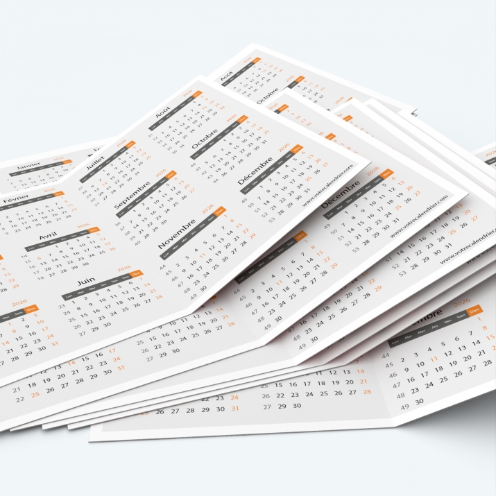 Calendrier de poche DOUBLE - Minimum de commande : 25 exemplaires