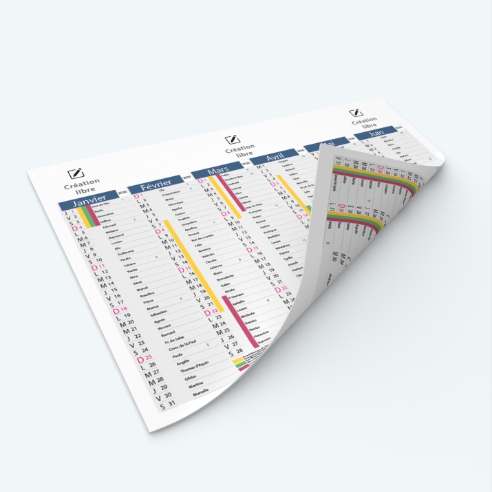 Calendrier de poche CLASSIC - Impression recto/verso