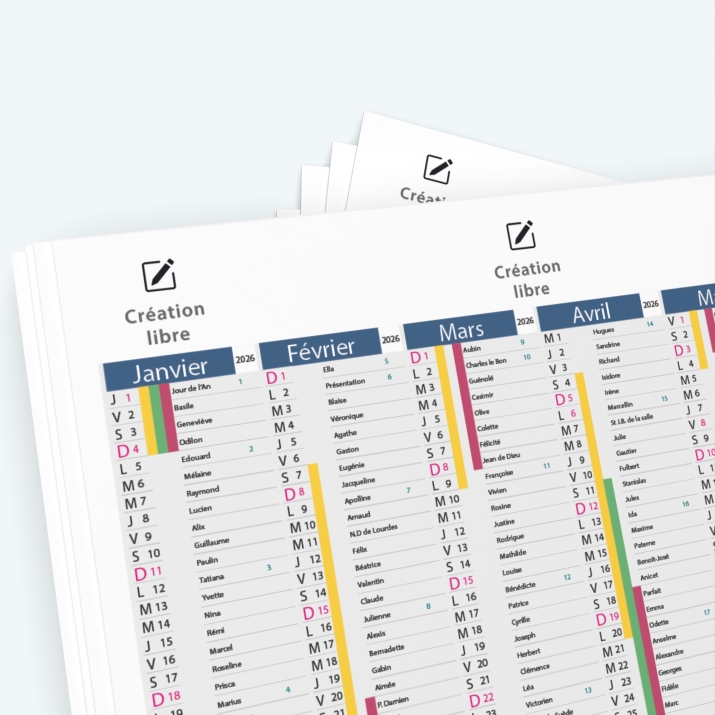 Calendrier de poche CLASSIC - Nombre de photos, logos et texte illimité