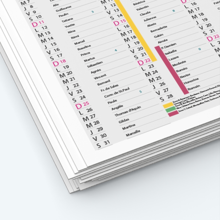 Calendrier de poche CLASSIC - Papier épais rigide 400 g/m2