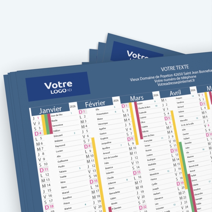 Calendrier de poche CLASSIC - Nombre de photos, logos et texte illimité