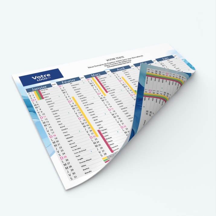 Calendrier de poche CLASSIC - Impression recto/verso