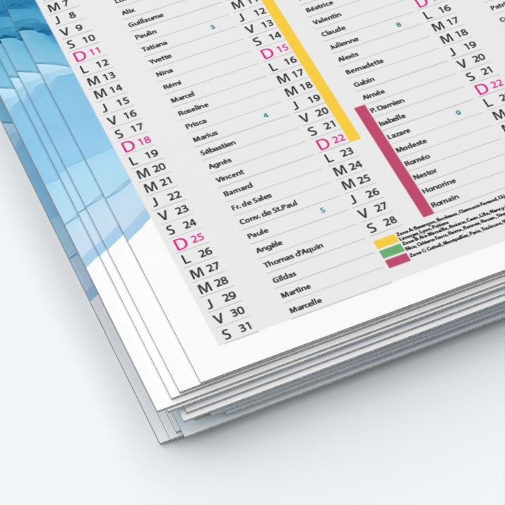 Calendrier de poche CLASSIC - Papier épais rigide 400 g/m2