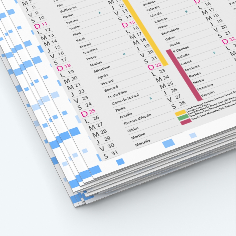 Calendrier de poche CLASSIC - Papier épais rigide 400 g/m2