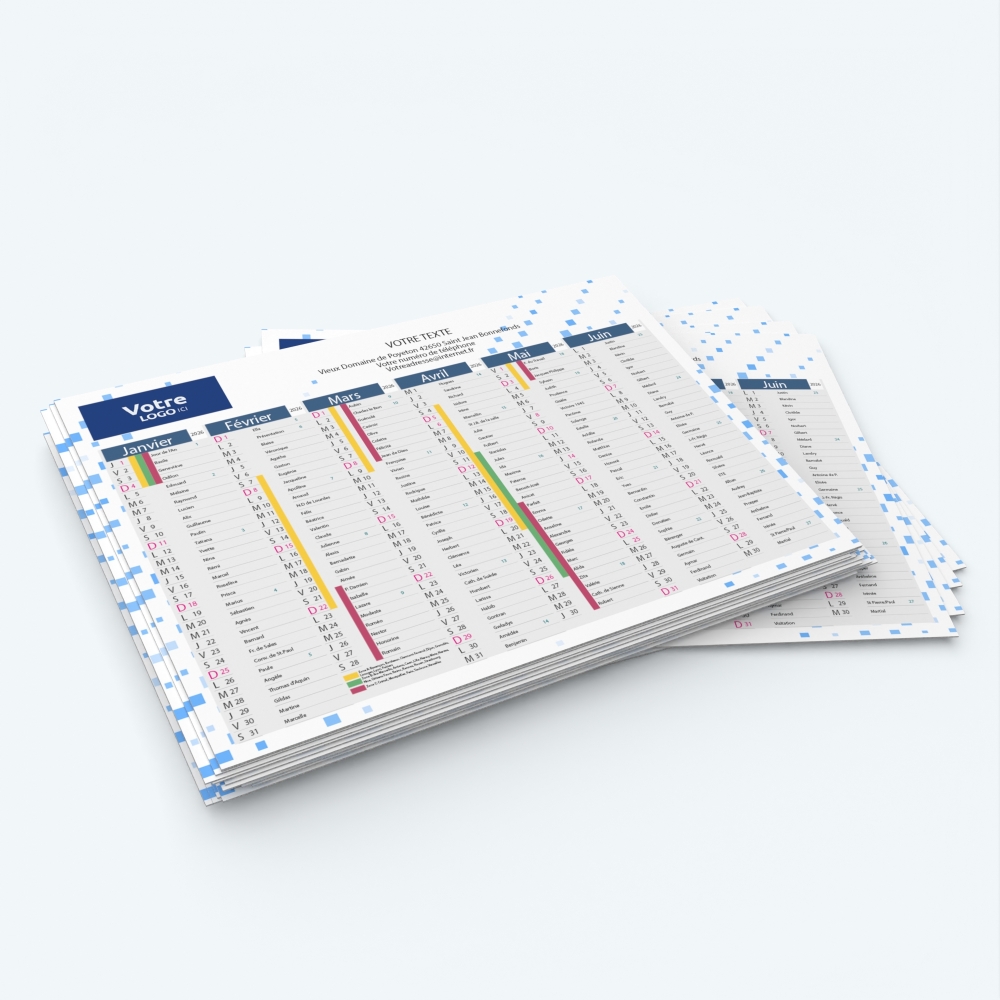 Calendrier de poche CLASSIC - Minimum de commande : 25 exemplaires