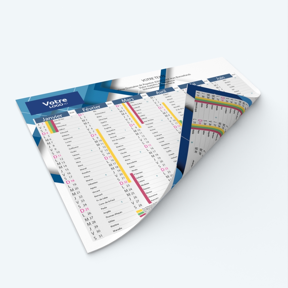 Calendrier de poche CLASSIC - Impression recto/verso