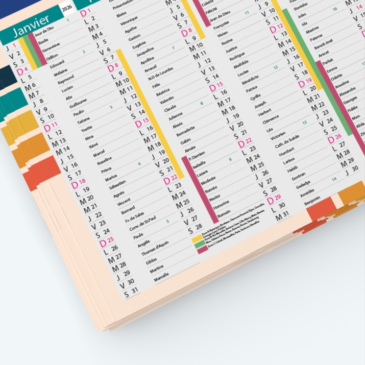 Calendrier de poche CLASSIC - Grille calendaire personnalisable