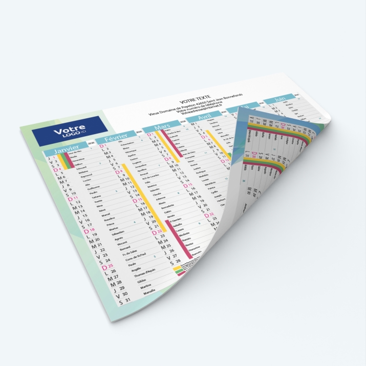 Calendrier de poche CLASSIC - Impression recto/verso