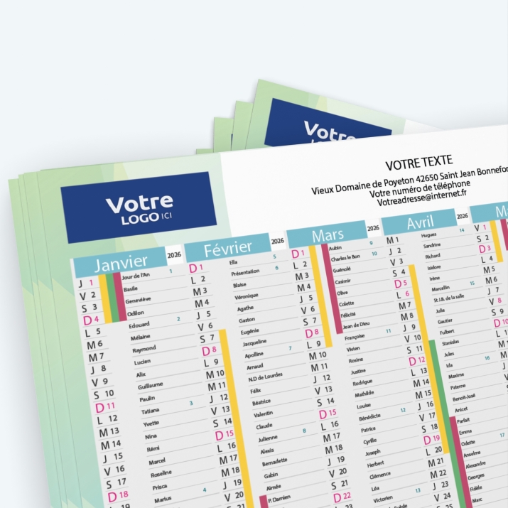 Calendrier de poche CLASSIC - Nombre de photos, logos et texte illimité