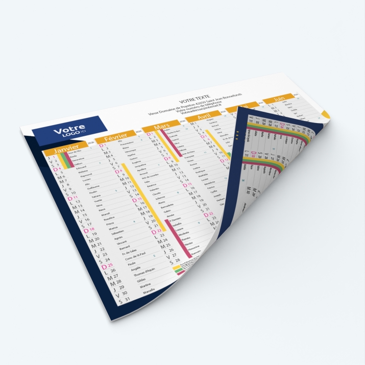 Calendrier de poche CLASSIC - Impression recto/verso