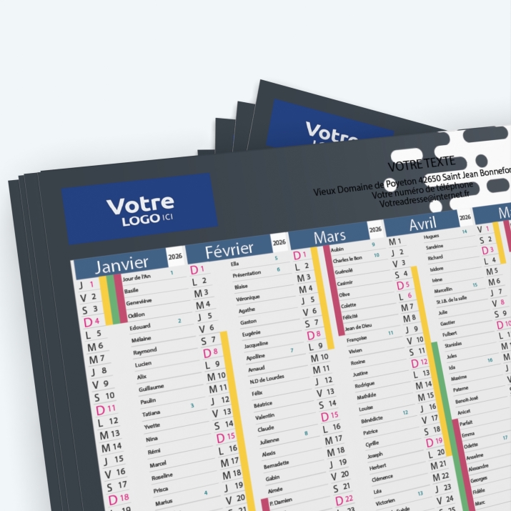 Calendrier de poche CLASSIC - Nombre de photos, logos et texte illimité