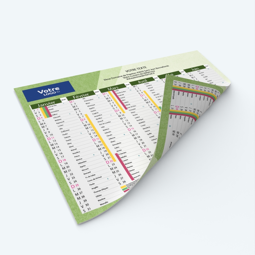 Calendrier de poche CLASSIC - Impression recto/verso