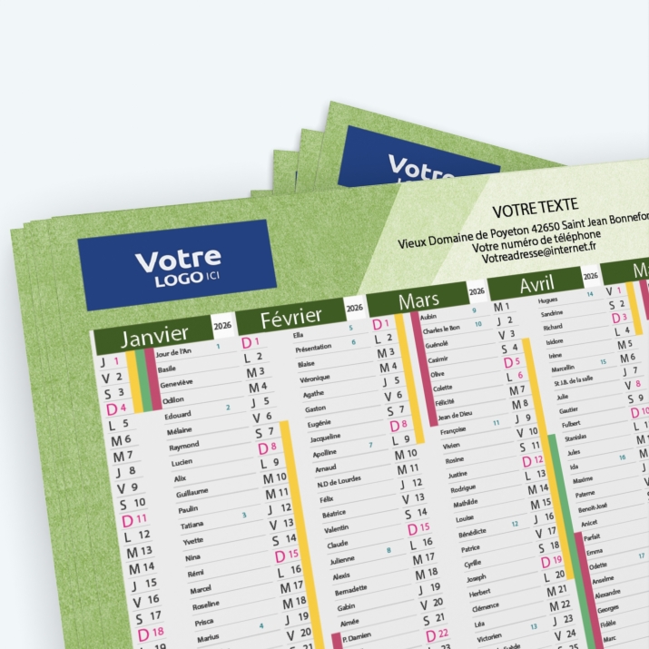 Calendrier de poche CLASSIC - Nombre de photos, logos et texte illimité