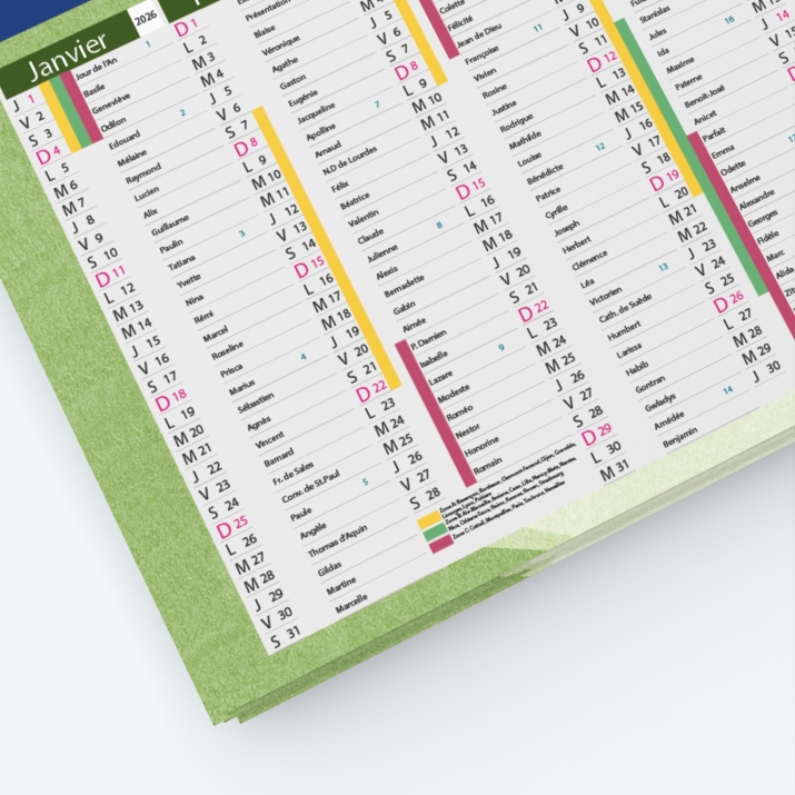 Calendrier de poche CLASSIC - Grille calendaire personnalisable
