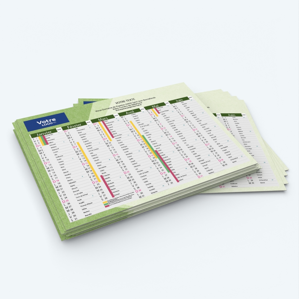 Calendrier de poche CLASSIC - Minimum de commande : 25 exemplaires