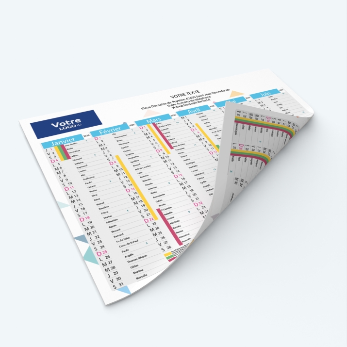 Calendrier de poche CLASSIC - Impression recto/verso