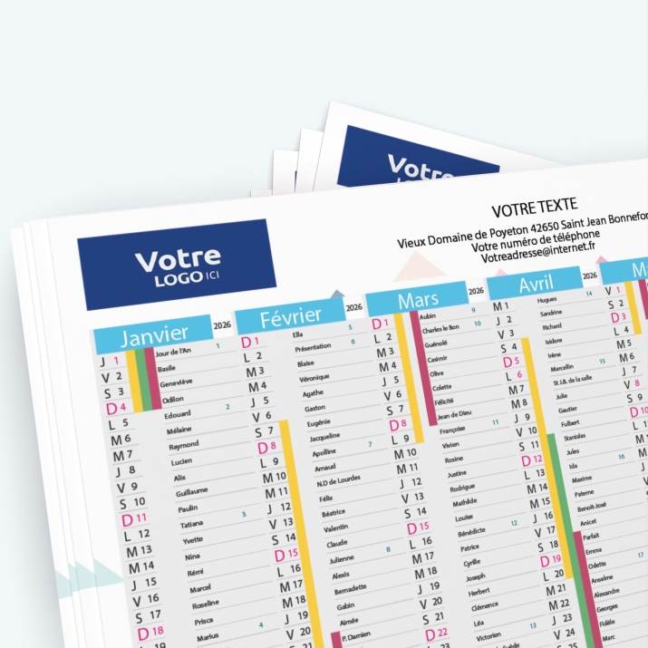 Calendrier de poche CLASSIC - Nombre de photos, logos et texte illimité