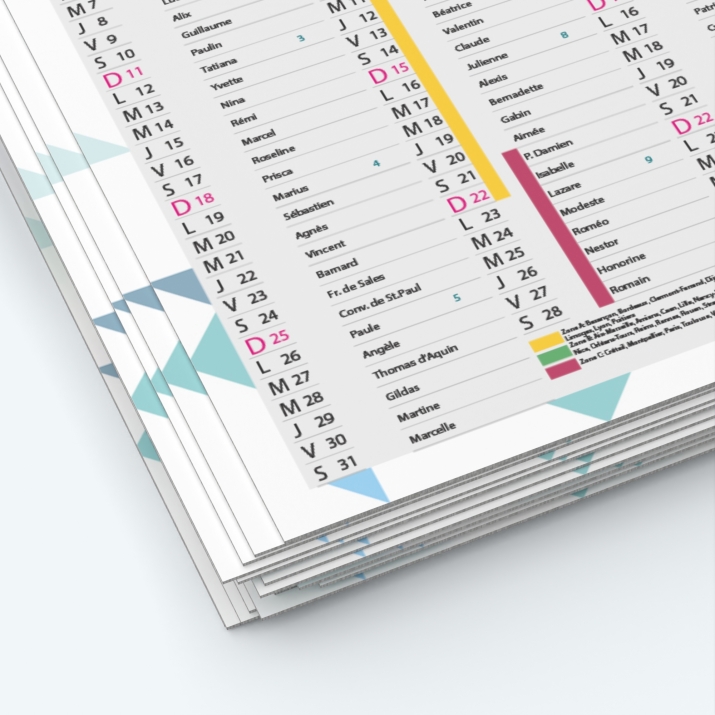 Calendrier de poche CLASSIC - Papier épais rigide 400 g/m2