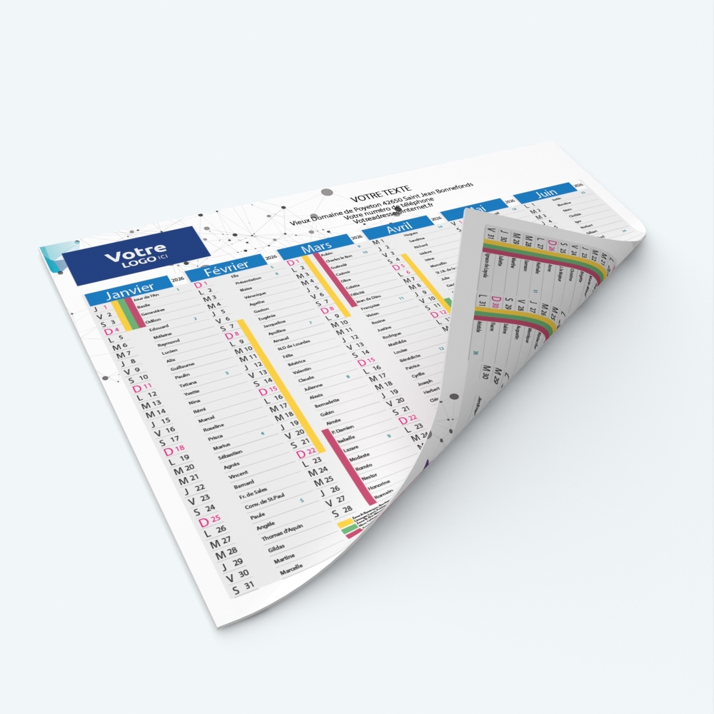 Calendrier de poche CLASSIC - Impression recto/verso