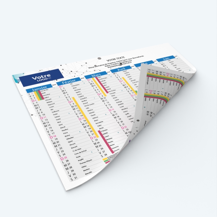 Calendrier de poche CLASSIC - Impression recto/verso