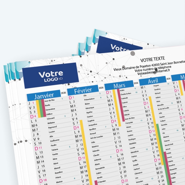 Calendrier de poche CLASSIC - Nombre de photos, logos et texte illimité