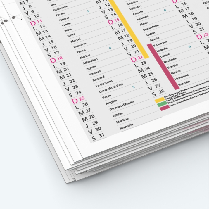Calendrier de poche CLASSIC - Papier épais rigide 400 g/m2