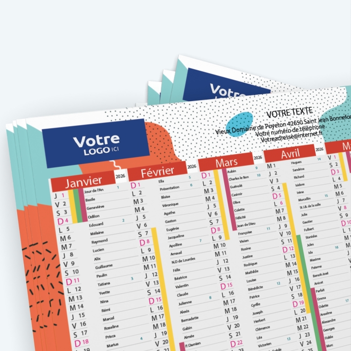 Calendrier de poche CLASSIC - Nombre de photos, logos et texte illimité
