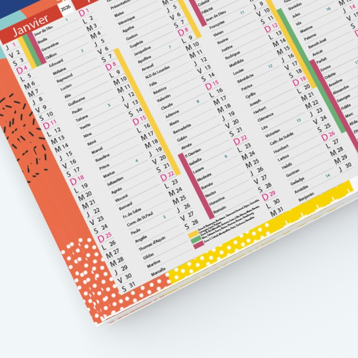 Calendrier de poche CLASSIC - Grille calendaire personnalisable