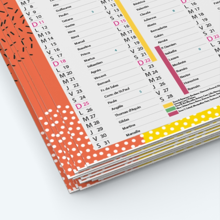 Calendrier de poche CLASSIC - Papier épais rigide 400 g/m2