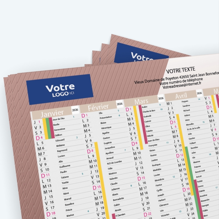 Calendrier de poche CLASSIC - Nombre de photos, logos et texte illimité