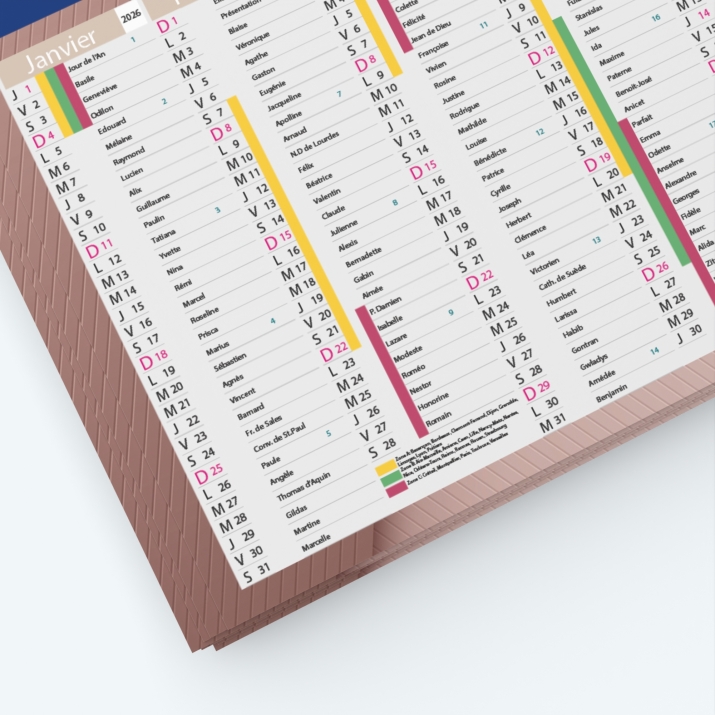 Calendrier de poche CLASSIC - Grille calendaire personnalisable