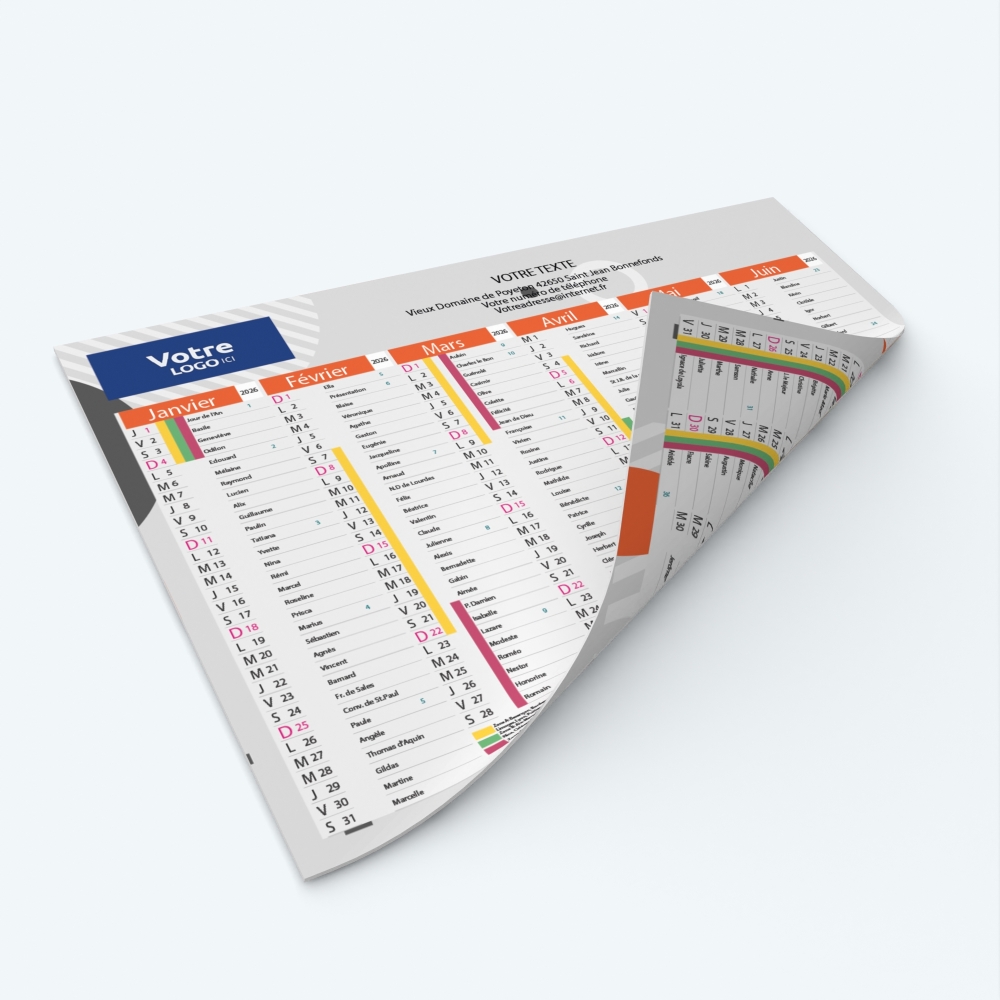 Calendrier de poche CLASSIC - Impression recto/verso