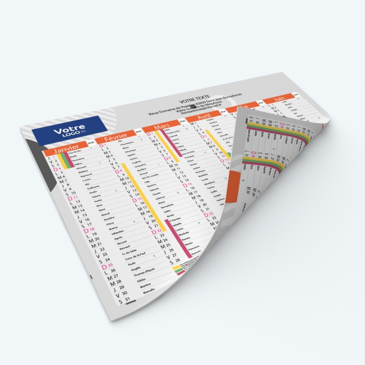 Calendrier de poche CLASSIC - Impression recto/verso