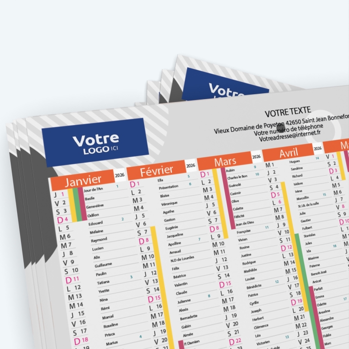Calendrier de poche CLASSIC - Nombre de photos, logos et texte illimité