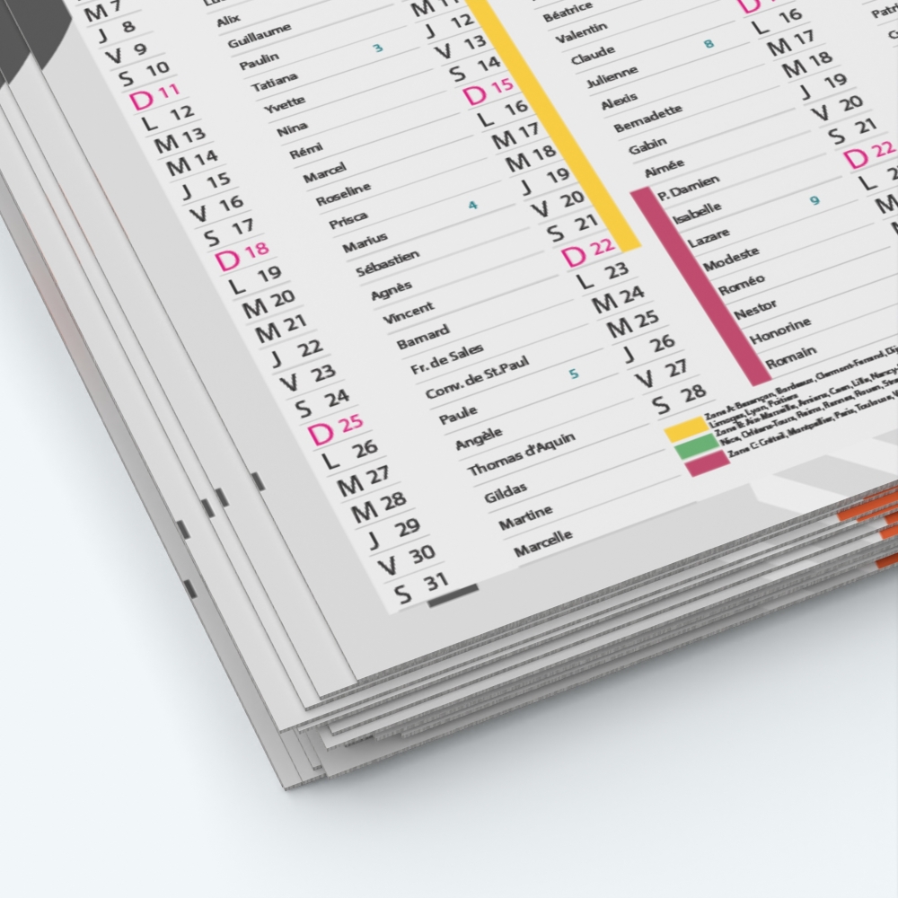 Calendrier de poche CLASSIC - Papier épais rigide 400 g/m2
