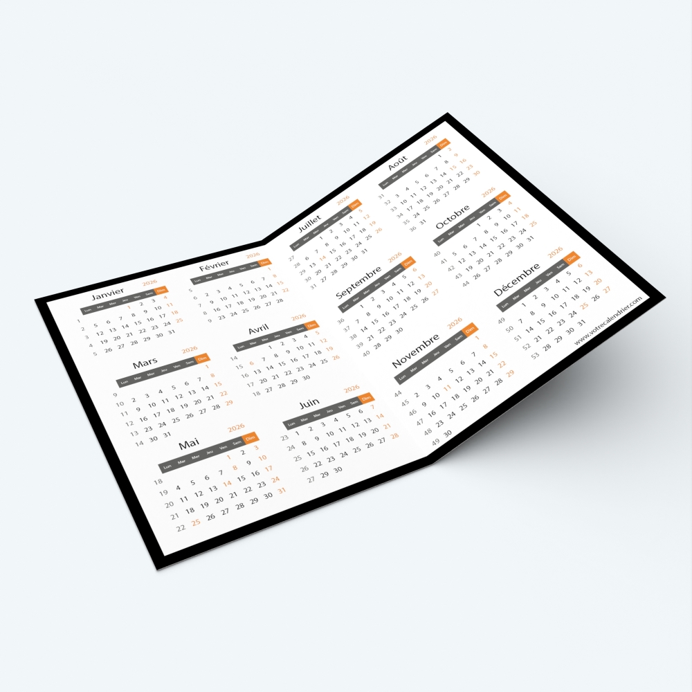 Calendrier de poche DOUBLE - Calendrier intérieur