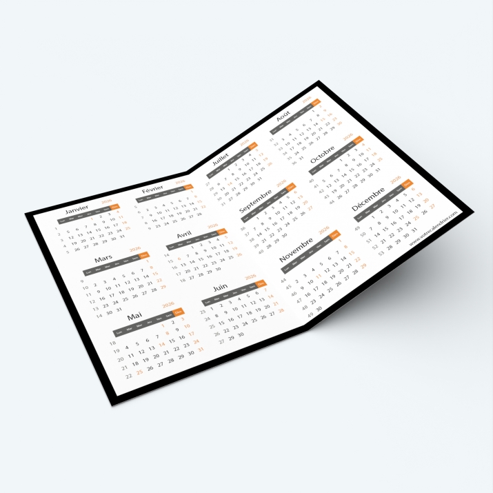 Calendrier de poche DOUBLE - Calendrier intérieur