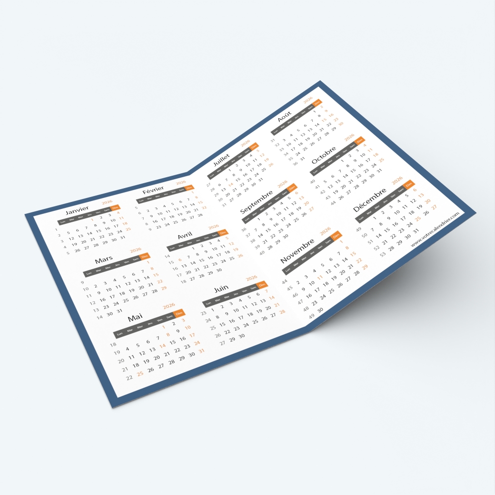 Calendrier de poche DOUBLE - Calendrier intérieur