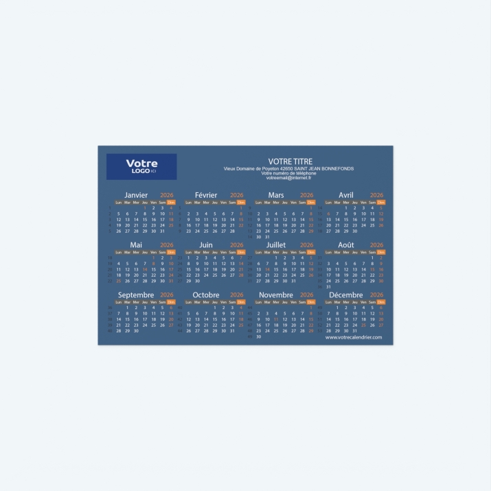 Calendrier Magnet mini (aimanté)
