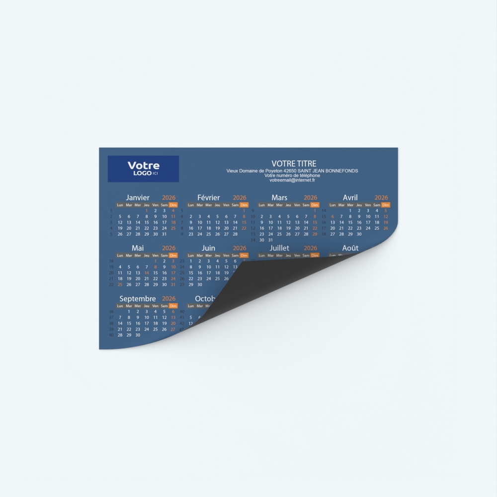 Calendrier Magnet mini (aimanté) - Papier magnétique