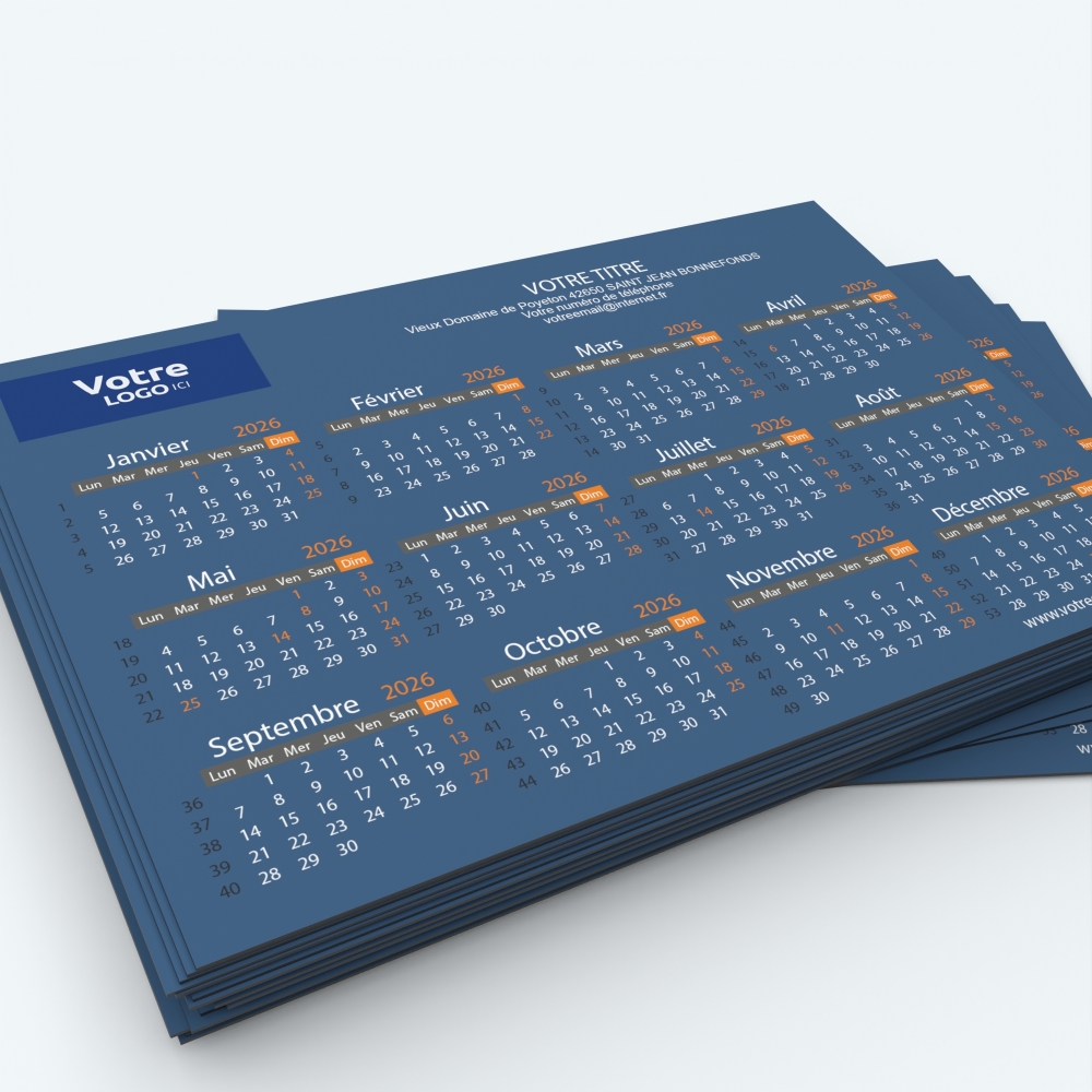 Calendrier Magnet mini (aimanté) - Nombre de photos, logos et texte illimité