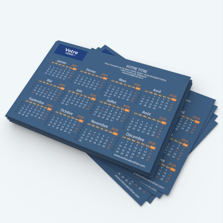 Calendrier Magnet mini (aimanté) - Grille calendaire personnalisable