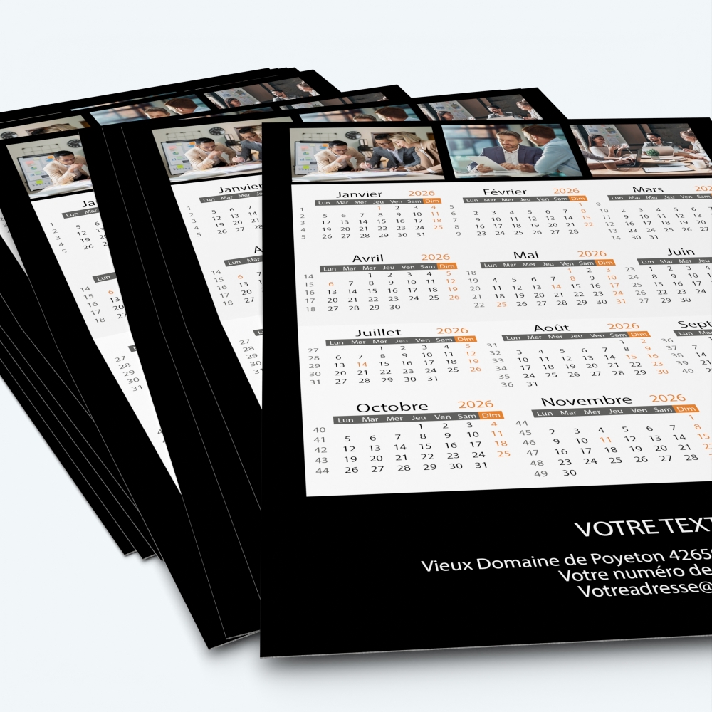 Carte calendrier photo - Minimum de commande : 25 exemplaires