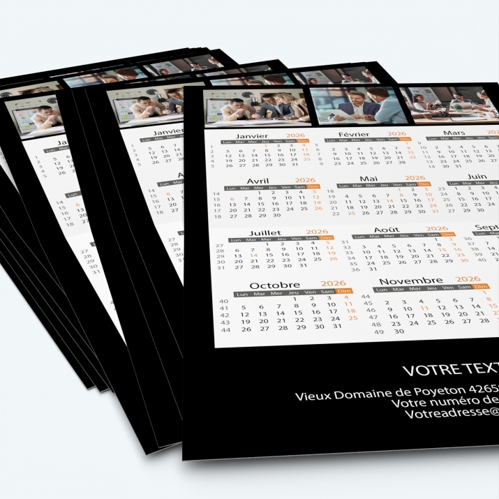 Carte calendrier photo - Minimum de commande : 25 exemplaires
