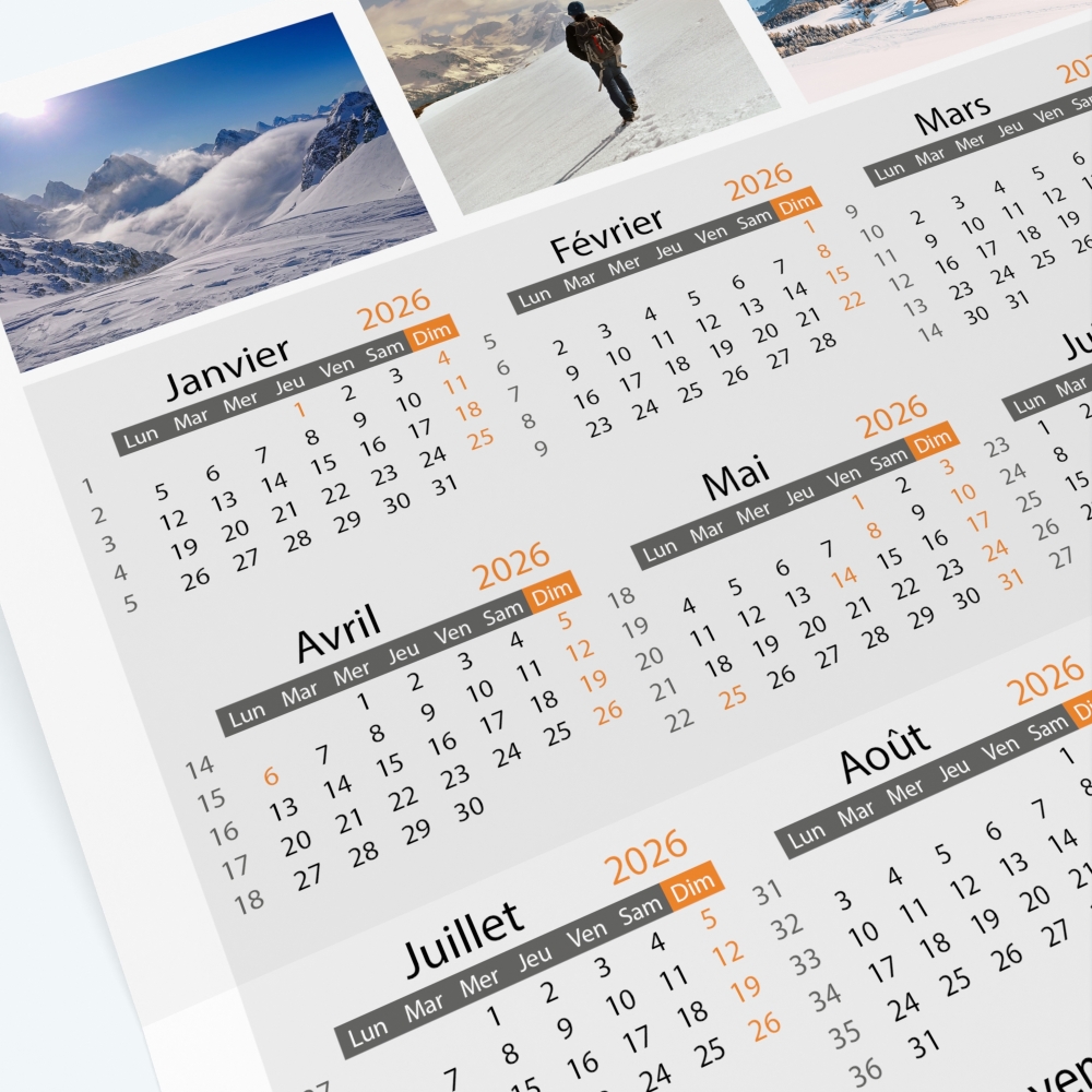 Carte calendrier photo - Grille calendaire 100% personnalisable