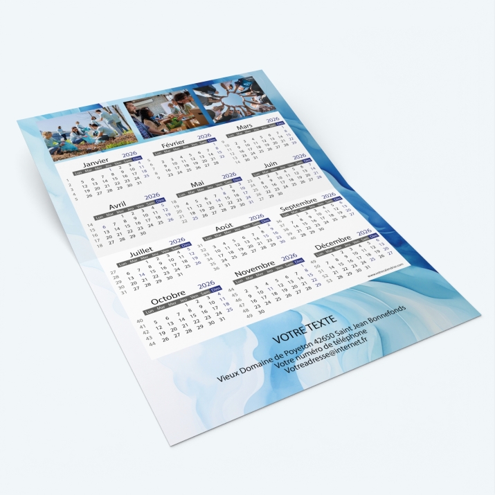 Carte calendrier photo - Intérieur personnalisable avec calendrier
